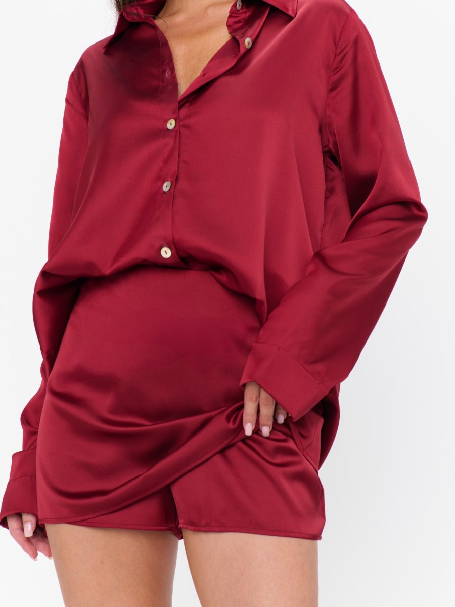 All Night Skort ~ Cranberry Luxe Satin