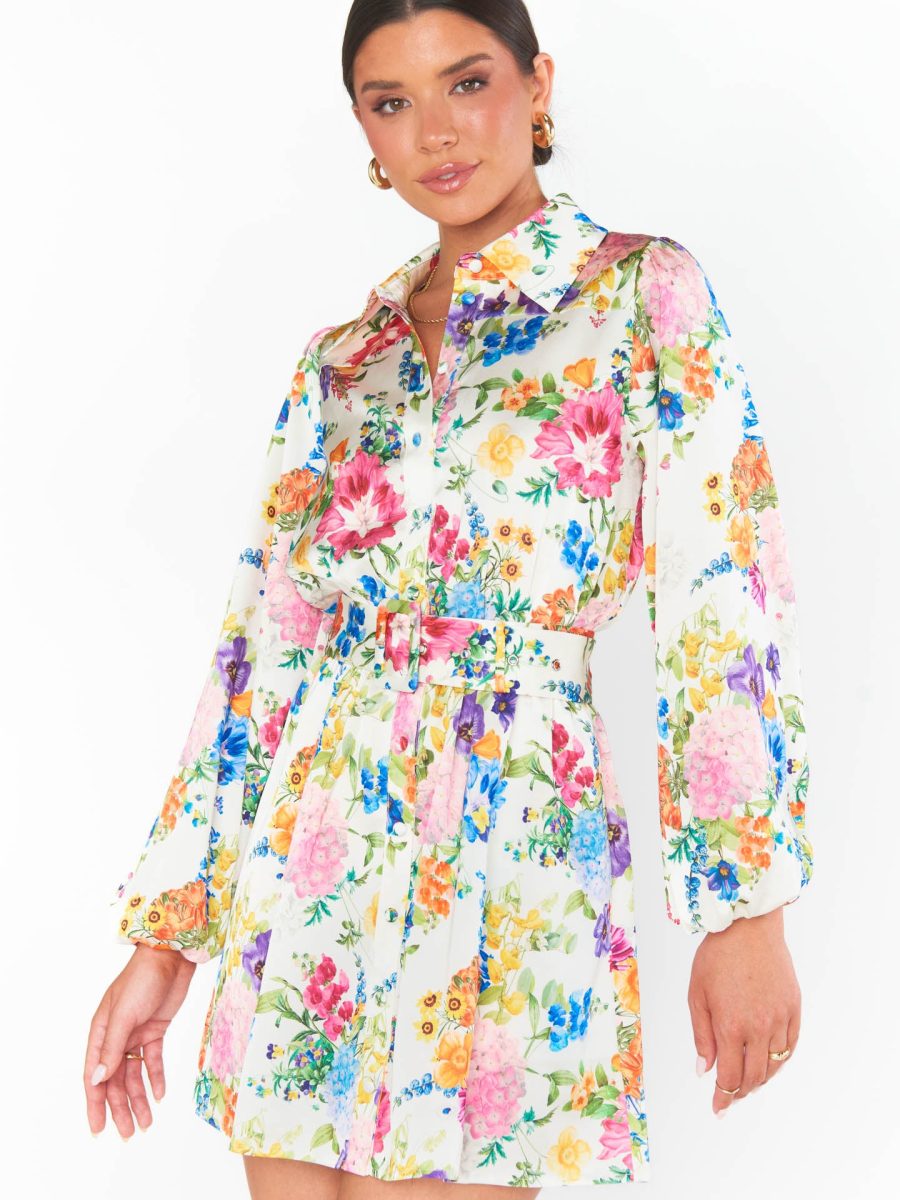Carrie Collared Dress ~ Ivory Botanical Floral