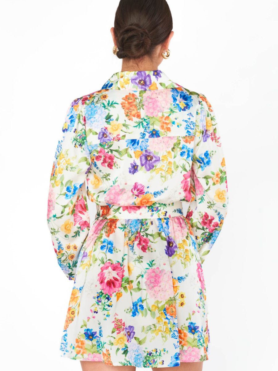 Carrie Collared Dress ~ Ivory Botanical Floral