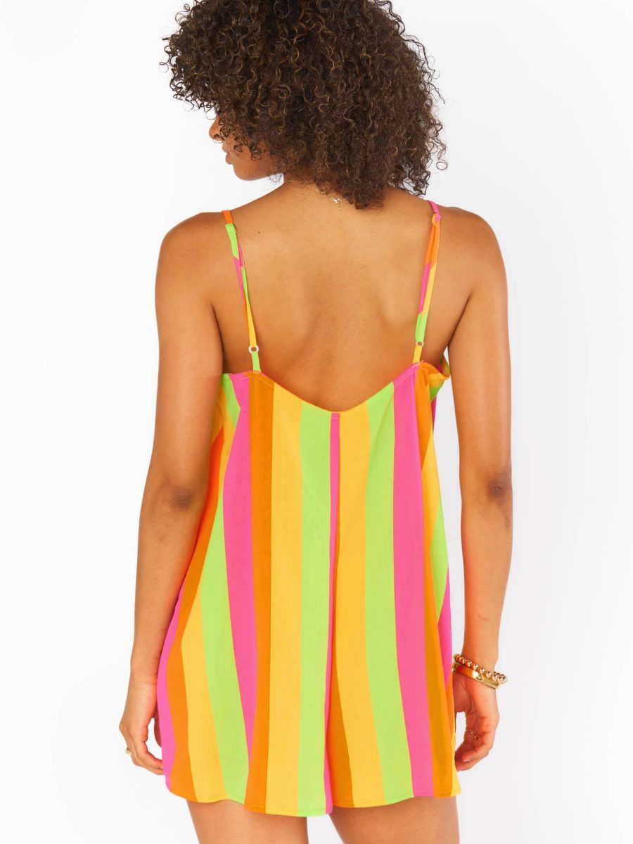 Rascal Romper ~ Neon Vacay Stripe