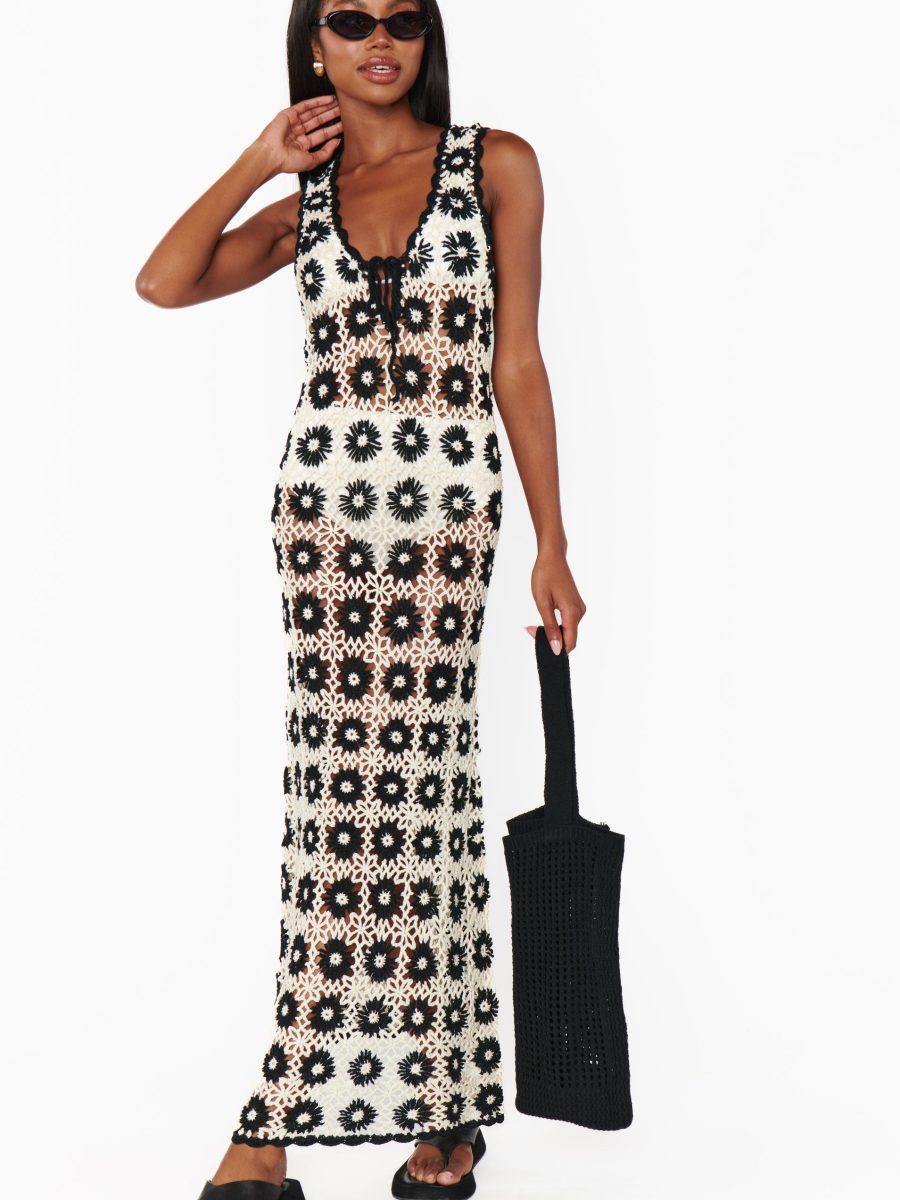 Vacay Tank Coverup ~ Checkers Floral Crochet