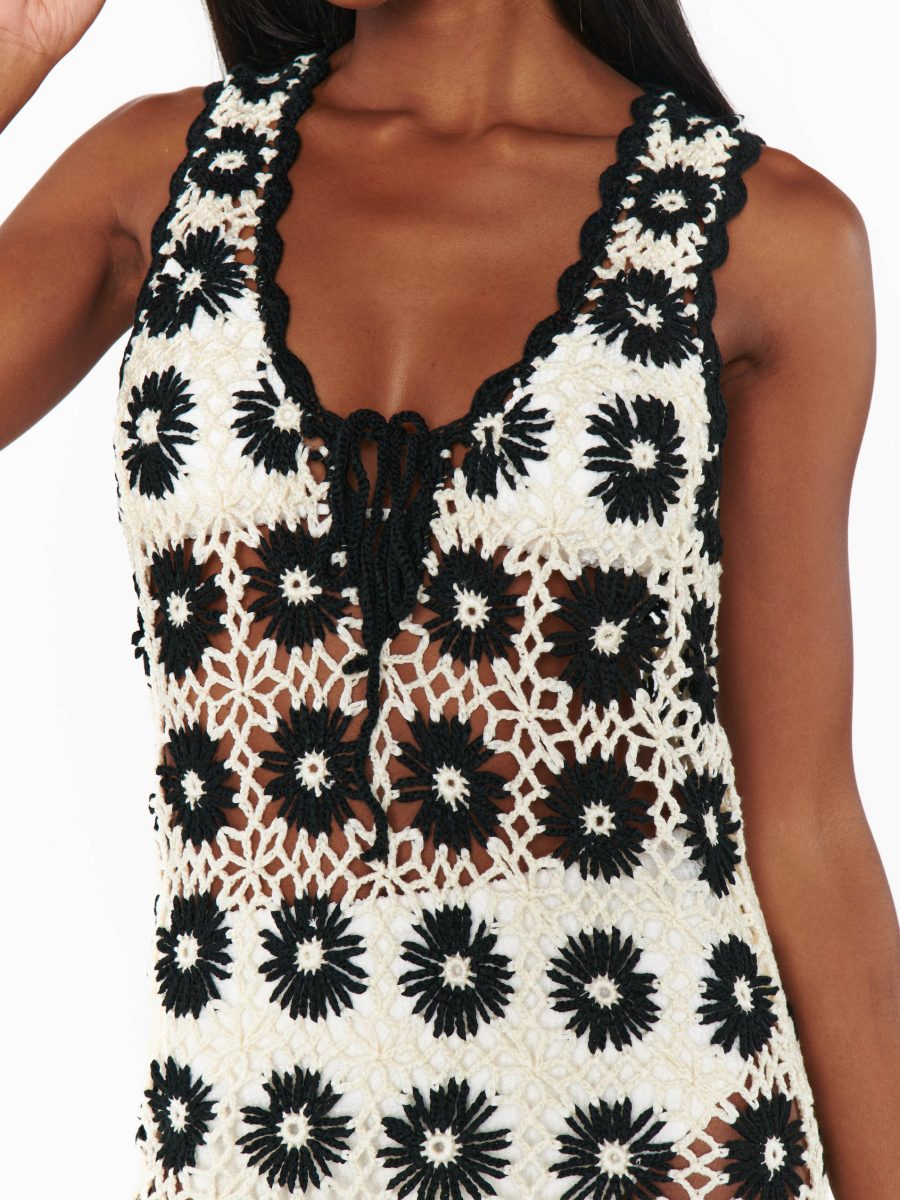Vacay Tank Coverup ~ Checkers Floral Crochet
