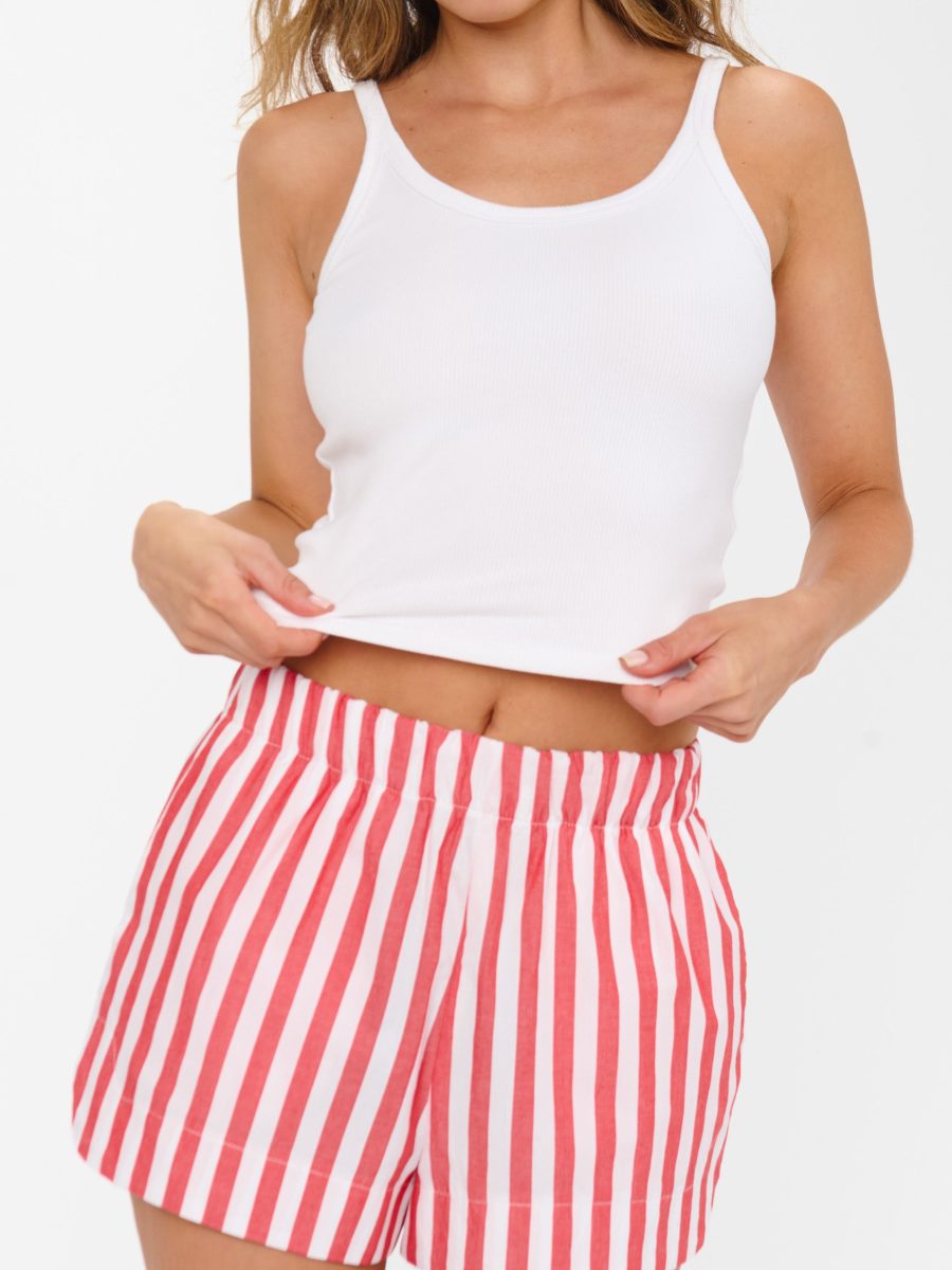 Hendrix Dolphin Shorts ~ Cherry Stripe