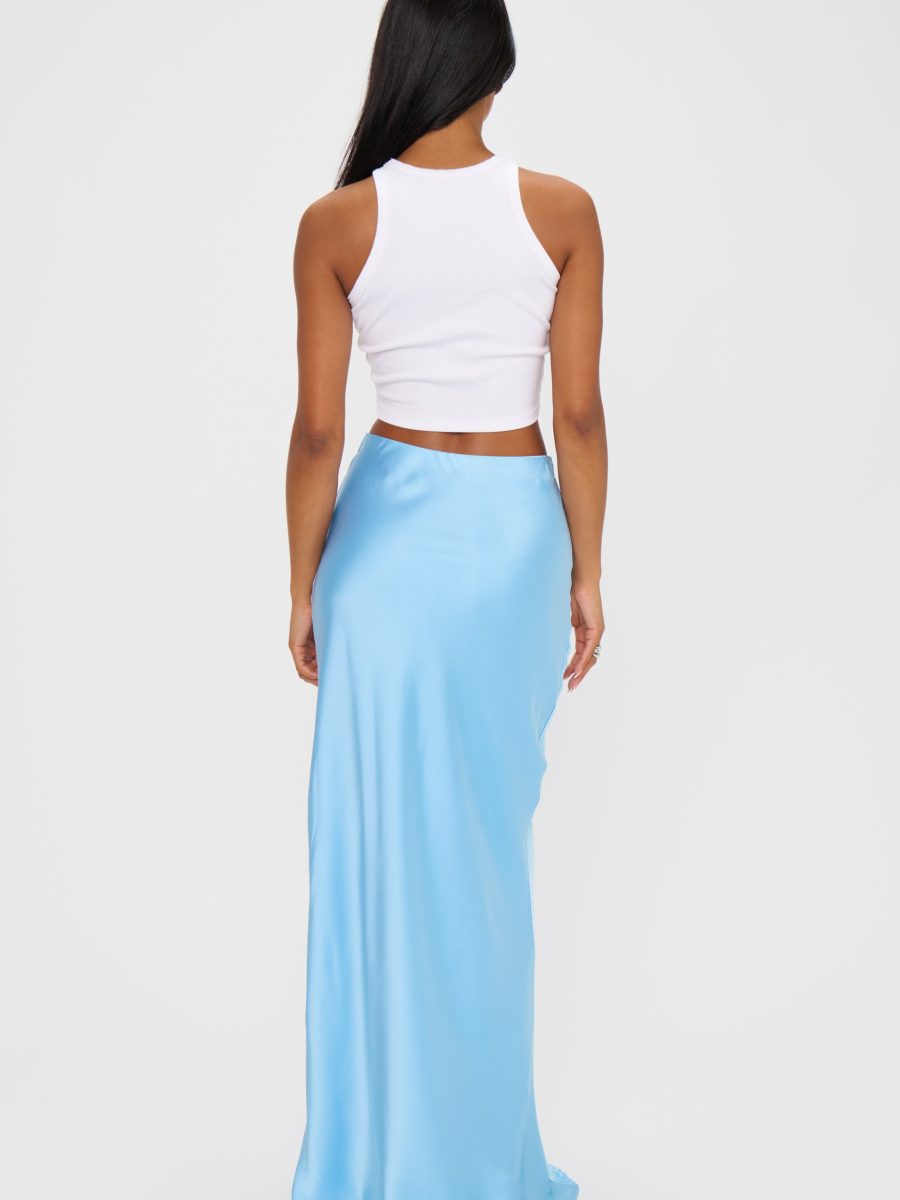 Maxi Slip Skirt ~ Baby Blue Luxe Satin