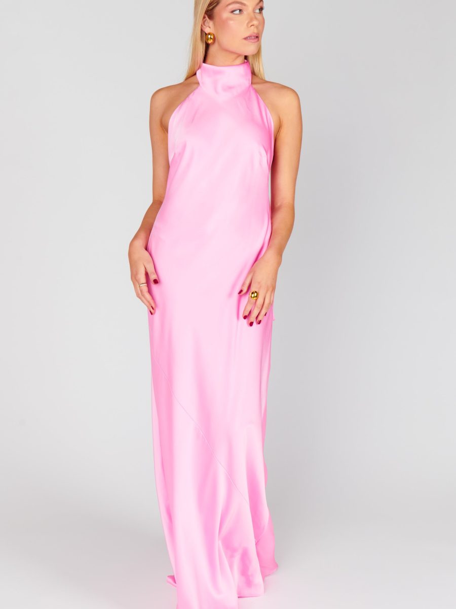 Lisa Maxi Dress ~ Pink Luxe Satin