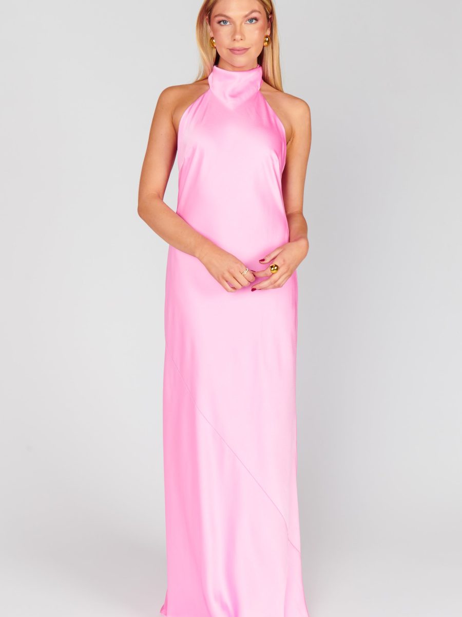 Lisa Maxi Dress ~ Pink Luxe Satin