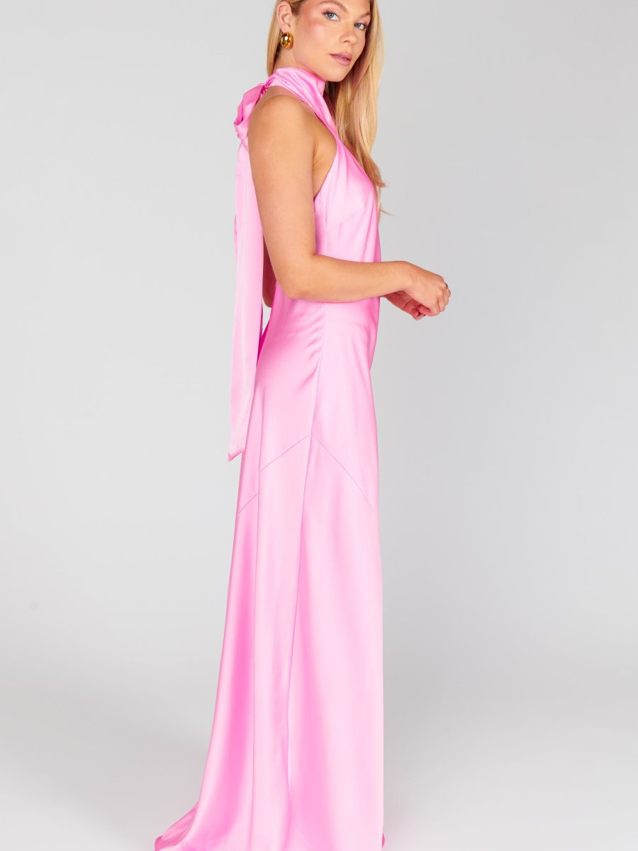 Lisa Maxi Dress ~ Pink Luxe Satin