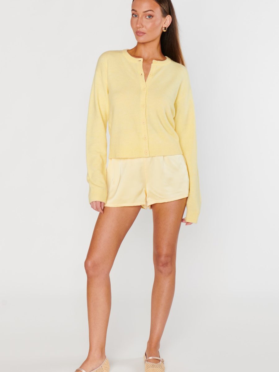 Glam Time Shorts ~ Pale Yellow Luxe Satin