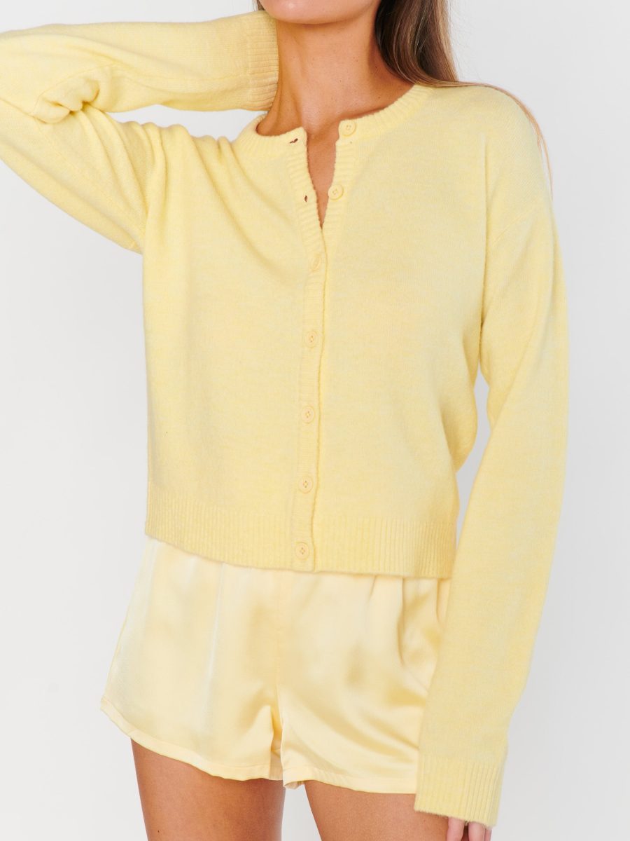 Throw on Cardigan ~ Pale Yellow Knit
