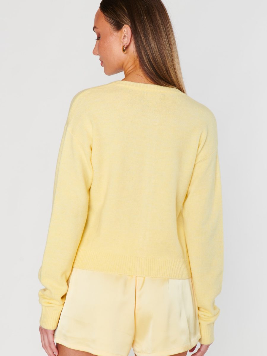 Throw on Cardigan ~ Pale Yellow Knit