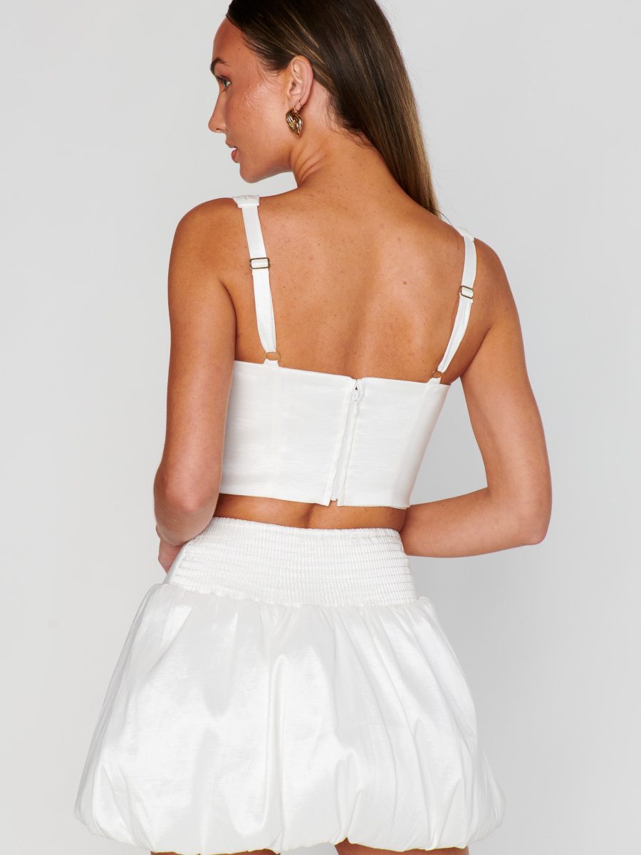 Vivianna Top ~ White Taffeta