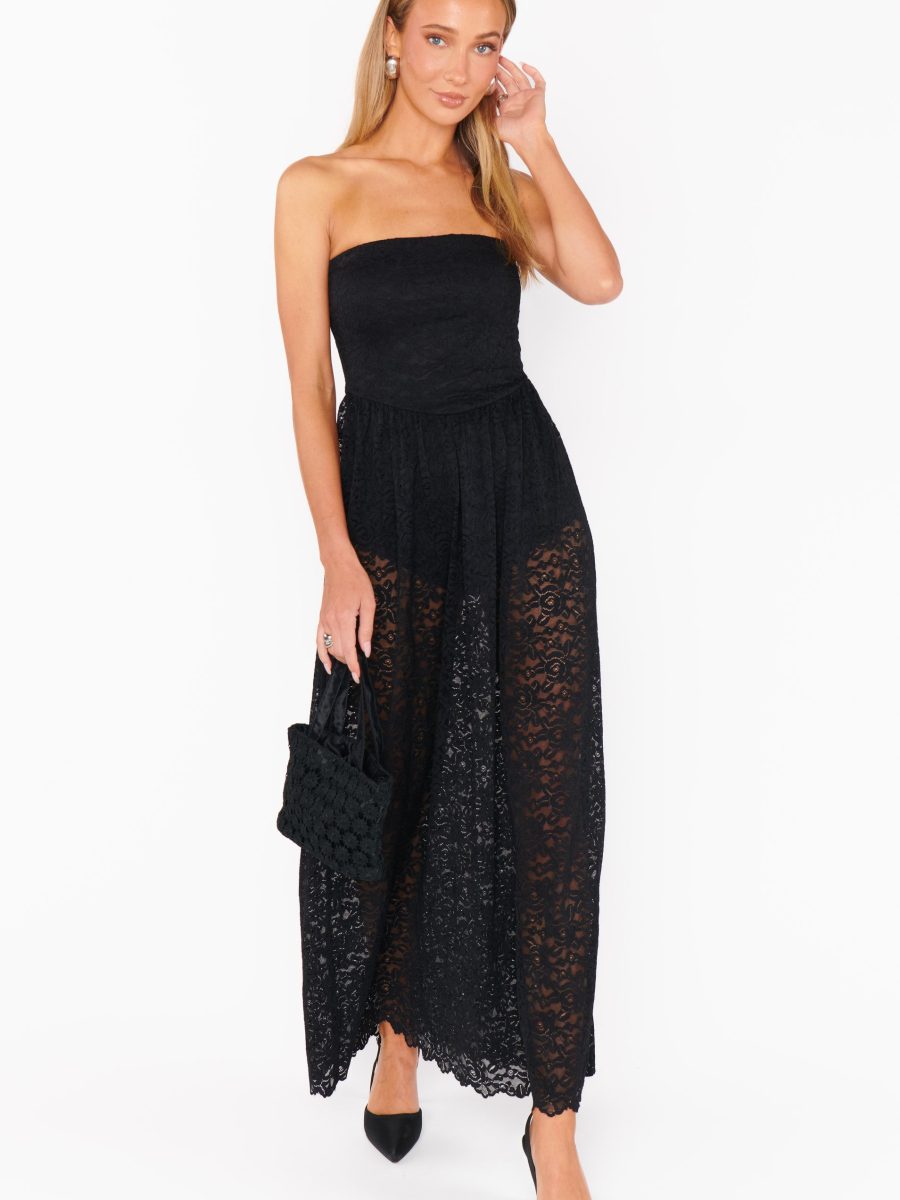 Diana Drop Waist Dress ~ Black Lovely Lace