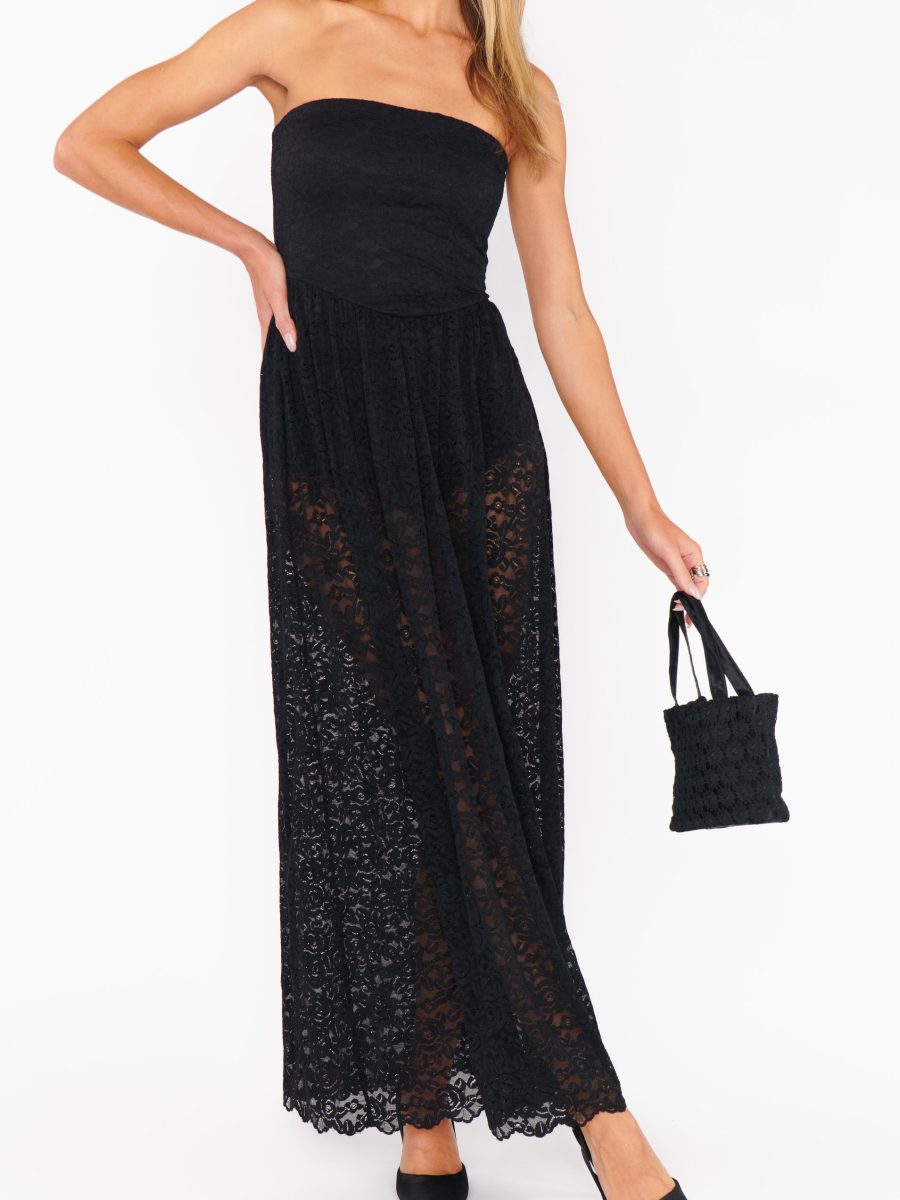 Diana Drop Waist Dress ~ Black Lovely Lace