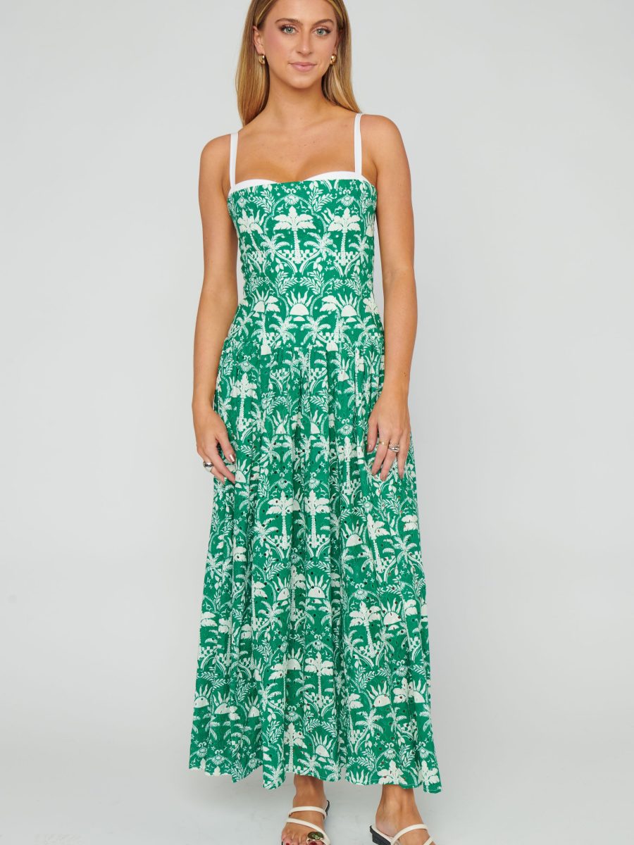 Hepburn Midi Dress ~ Tiki Palms