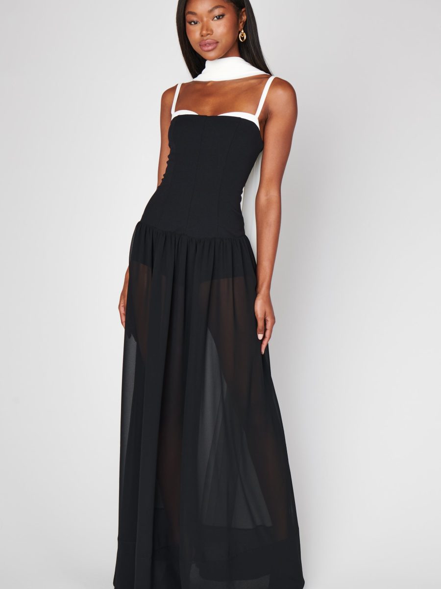 Hepburn Maxi Dress ~ Black Tie Colorblock