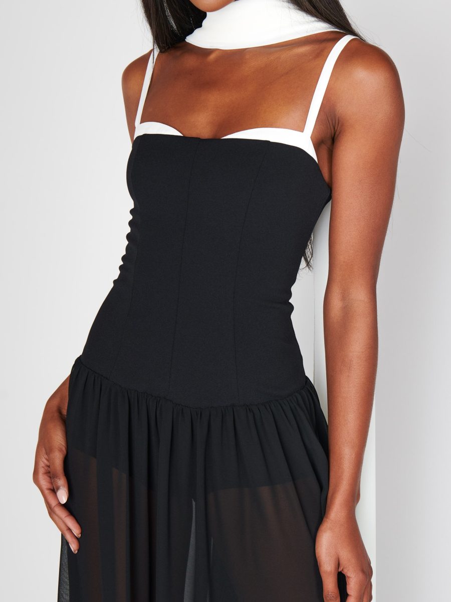 Hepburn Maxi Dress ~ Black Tie Colorblock
