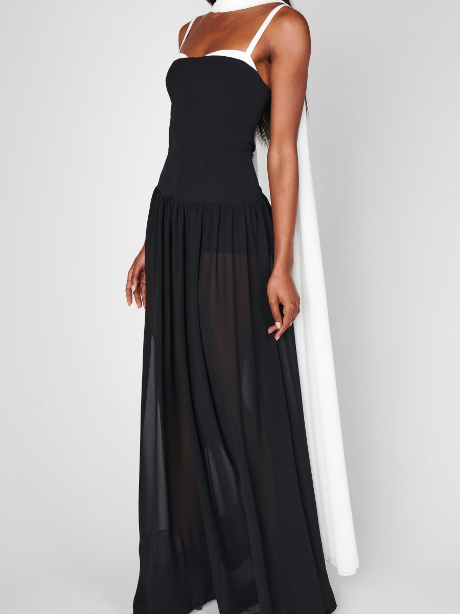 Hepburn Maxi Dress ~ Black Tie Colorblock