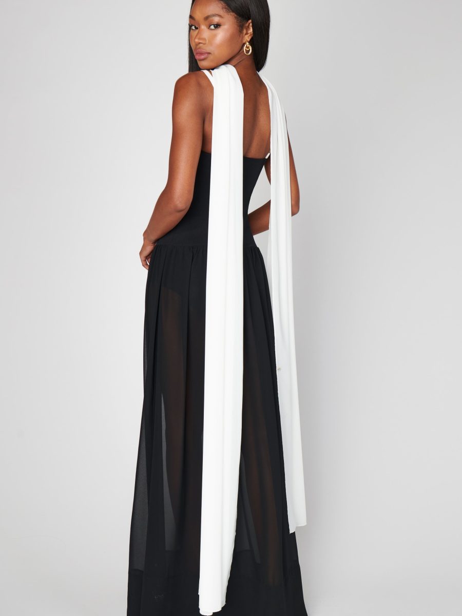 Hepburn Maxi Dress ~ Black Tie Colorblock