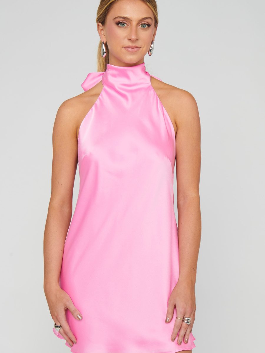 Lisa Mini Dress ~ Pink Luxe Satin