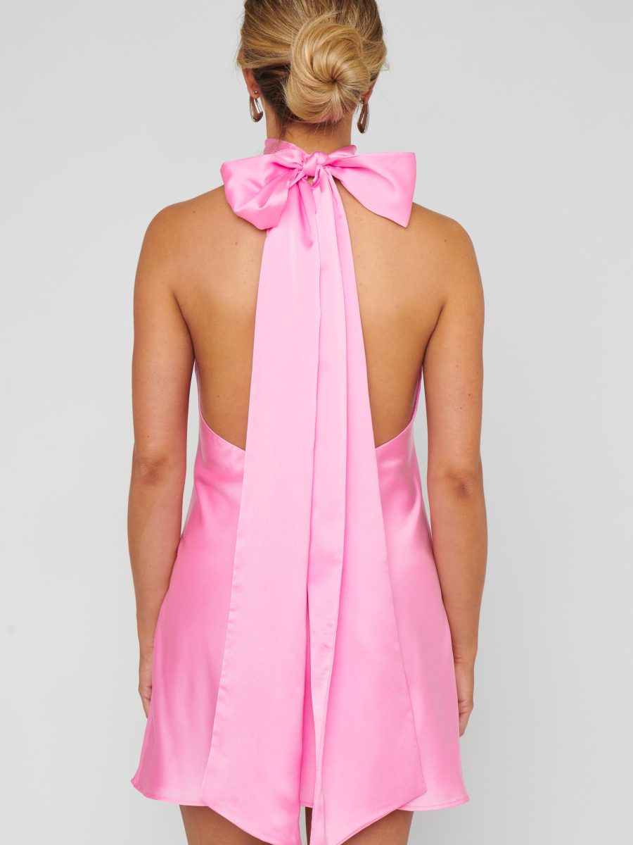Lisa Mini Dress ~ Pink Luxe Satin
