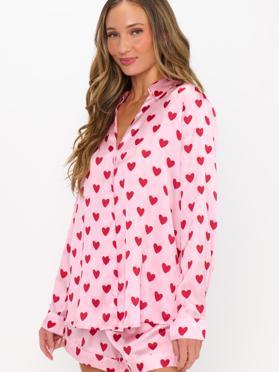 Early Riser PJ Set ~ Pink Queen Of Hearts Silky