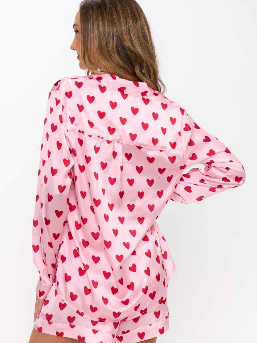 Early Riser PJ Set ~ Pink Queen Of Hearts Silky