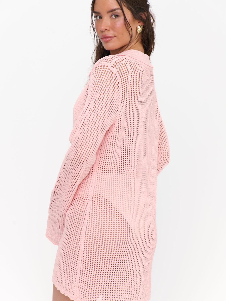Button Up Coverup ~ Peachy Pink Crochet