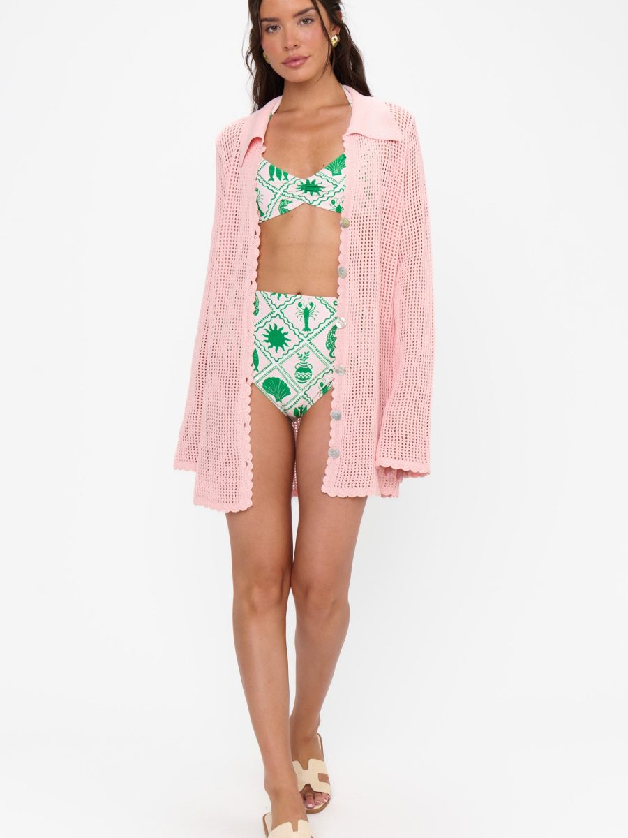 Button Up Coverup ~ Peachy Pink Crochet