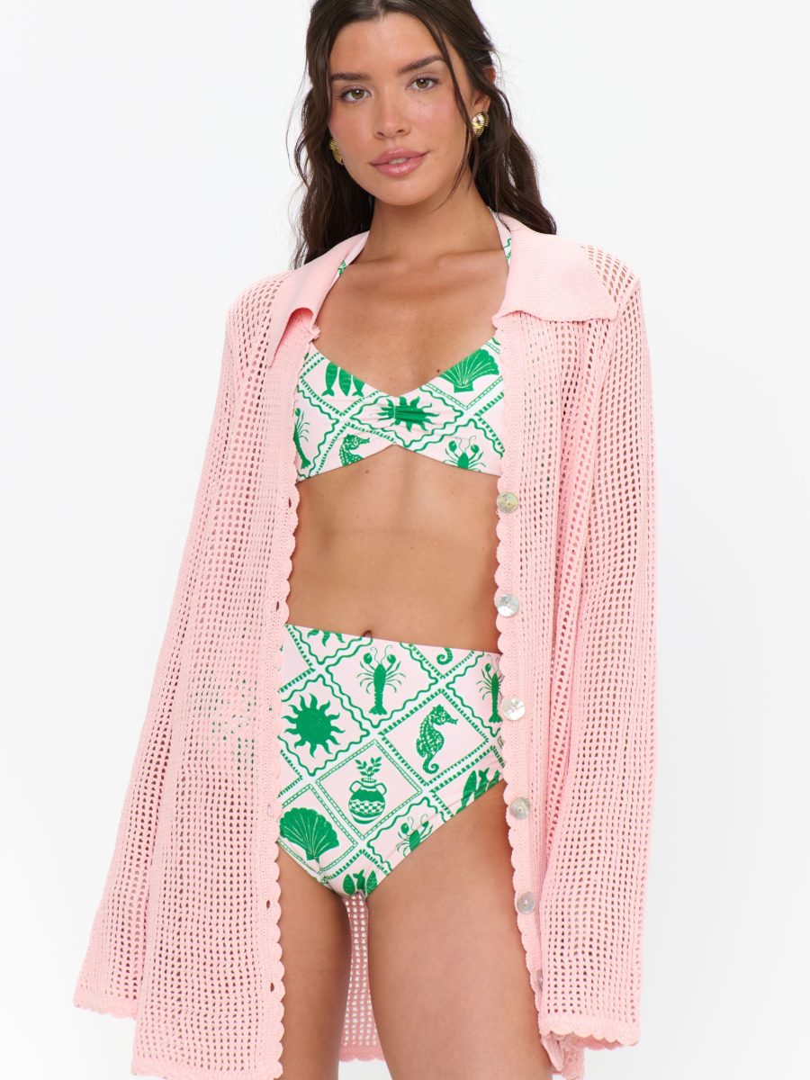 Button Up Coverup ~ Peachy Pink Crochet