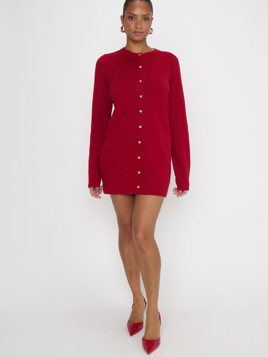 Marguerite Cardigan Dress ~ Lover Red Knit