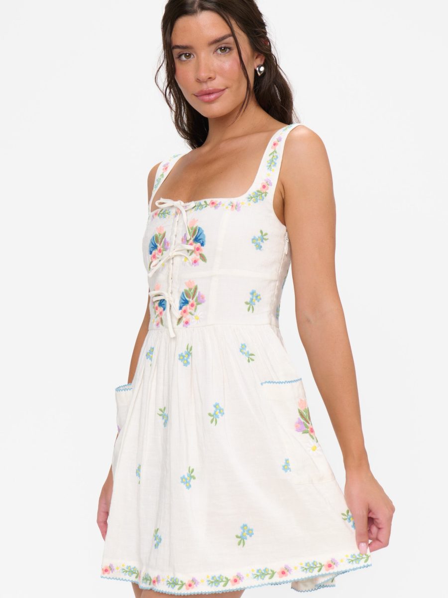 Demi Mini Dress ~ Wild Meadow Embroidery