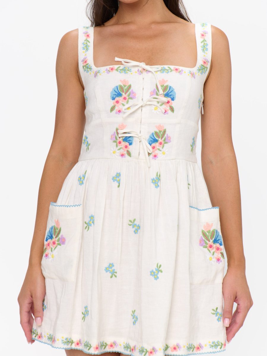 Demi Mini Dress ~ Wild Meadow Embroidery
