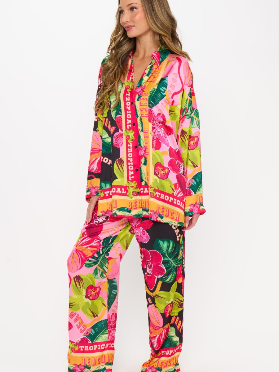 Sleep In PJ Set ~ Hot Tropic Nights Silky