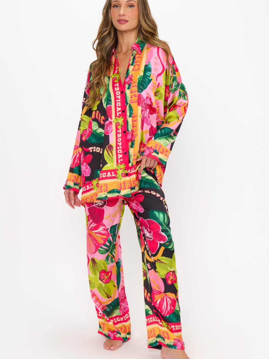 Sleep In PJ Set ~ Hot Tropic Nights Silky