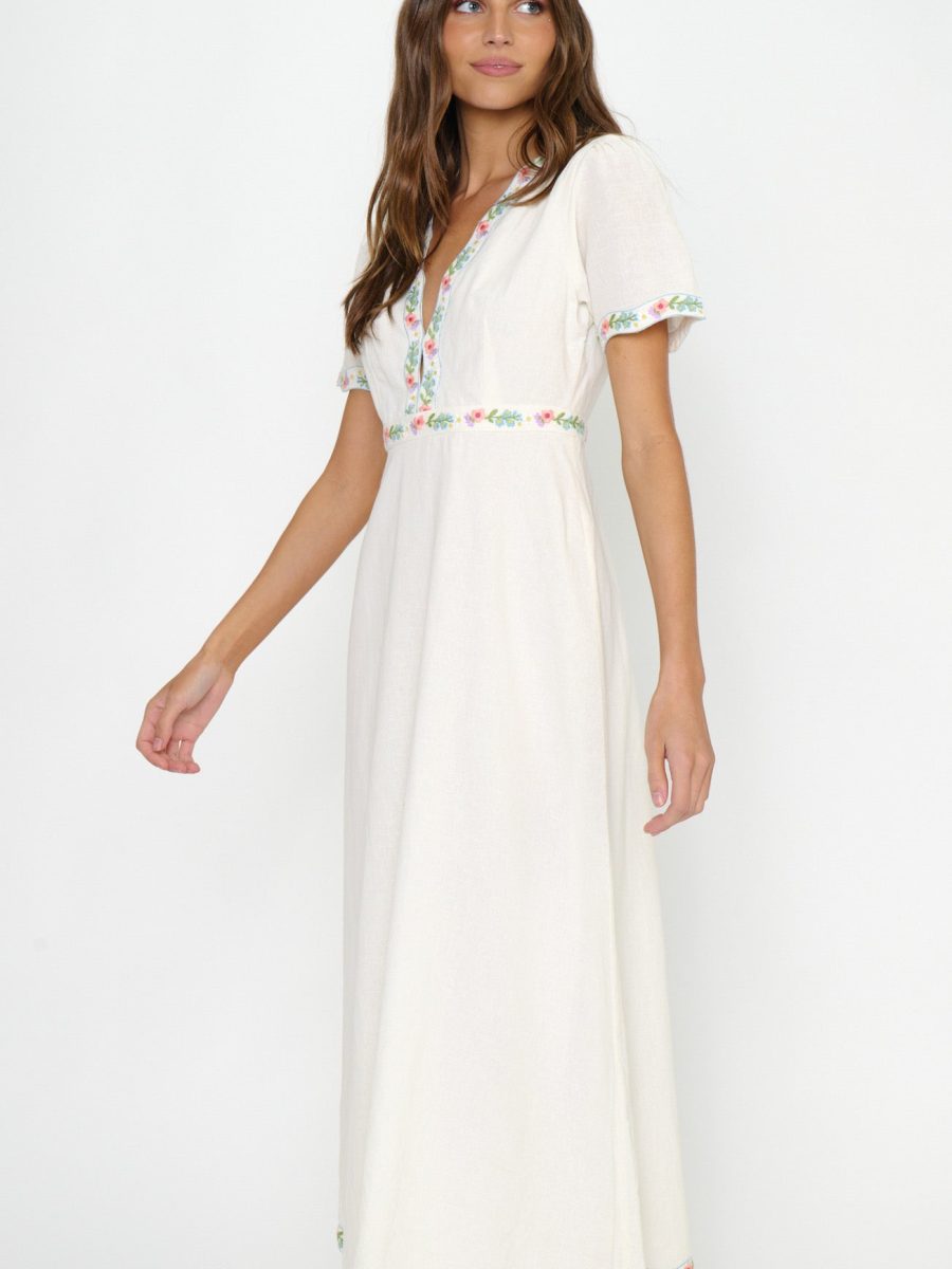 Thea Midi Dress ~ Wild Meadow Embroidery