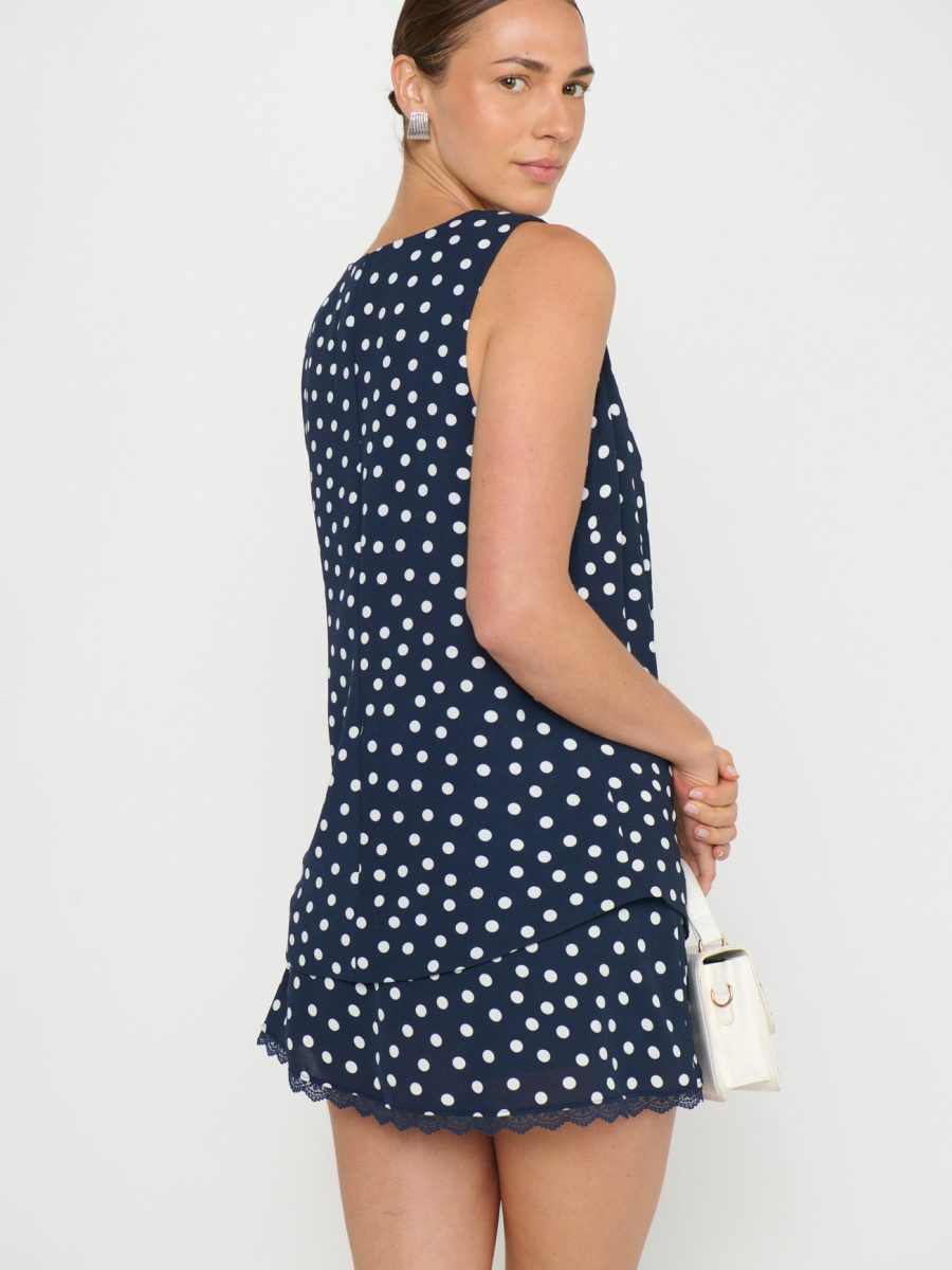 Bridgette Mini Skort ~ Navy Polka Dot