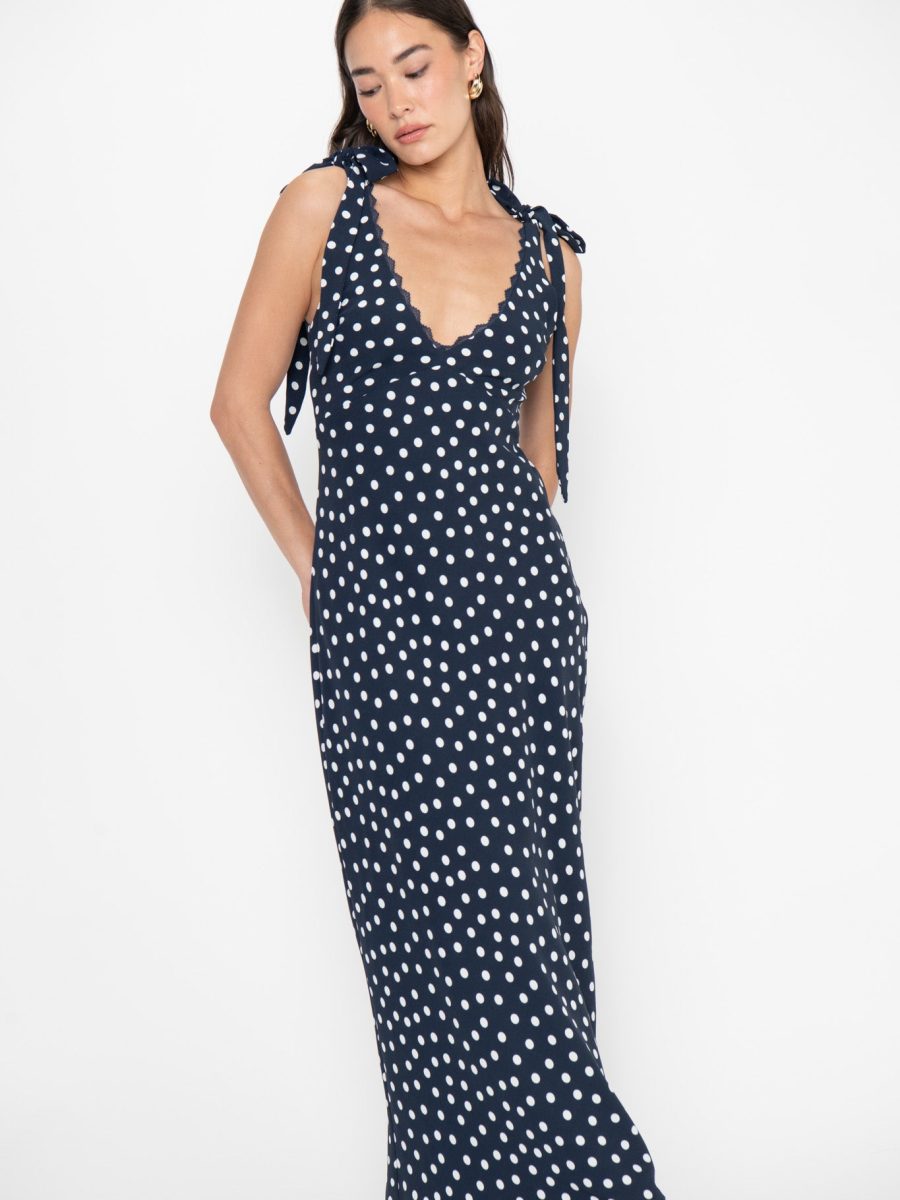 Emma Midi Dress ~ Navy Polka Dot