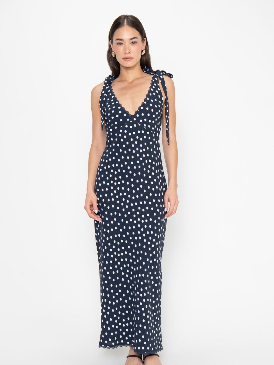 Emma Midi Dress ~ Navy Polka Dot