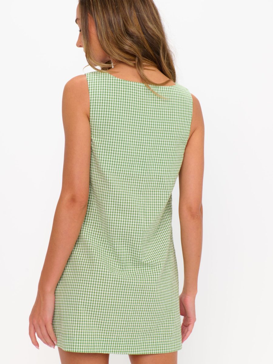 Everly Mini Dress ~ Field Green Gingham