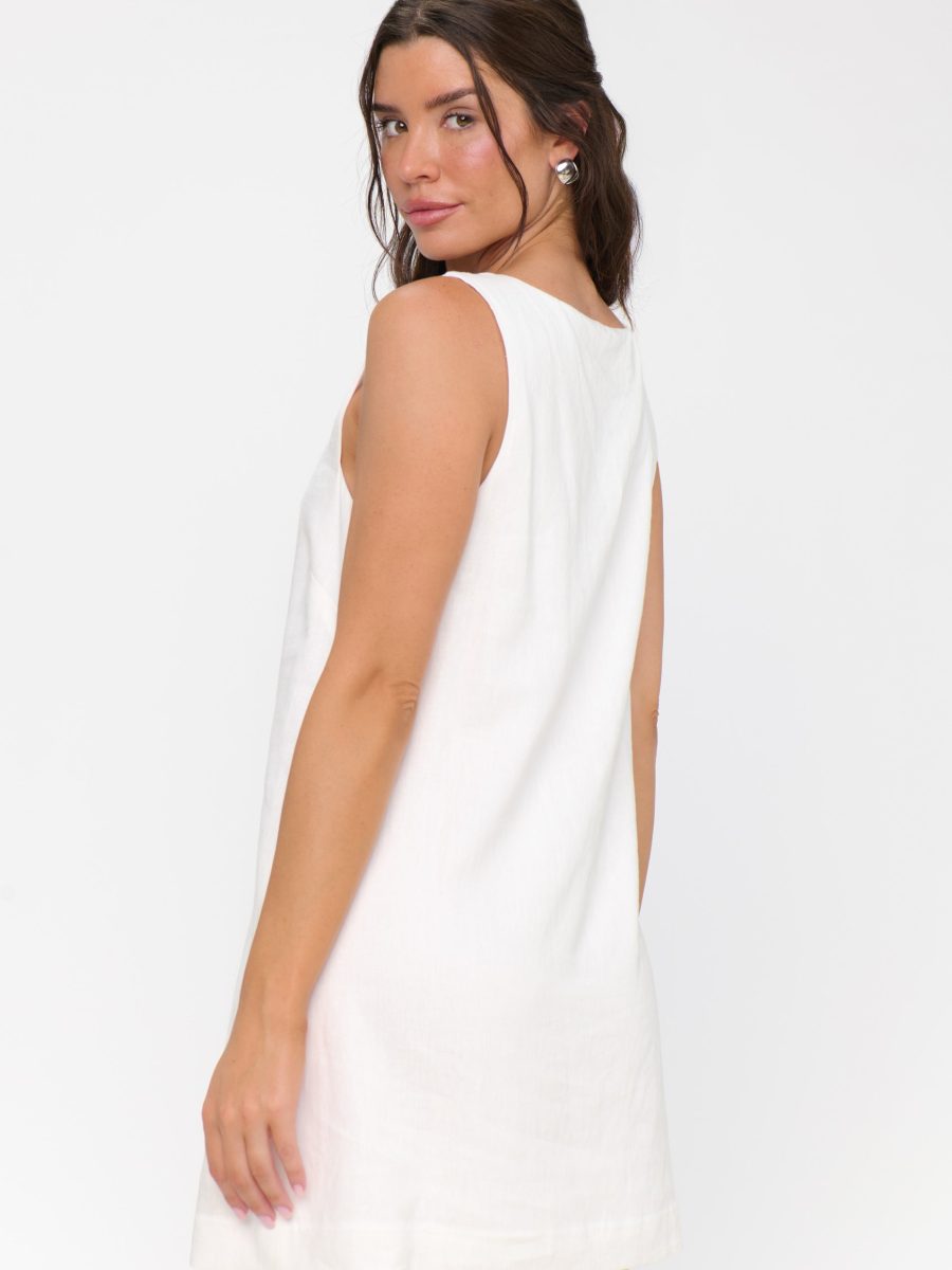 Everly Mini Dress ~ White Linen