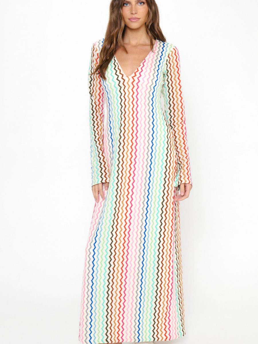 Lopez Maxi Dress ~ Rainbow Zigzag Crochet
