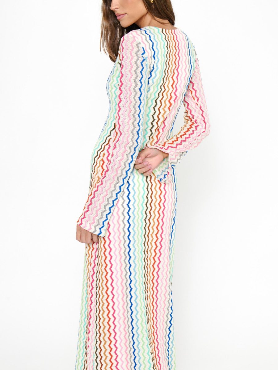 Lopez Maxi Dress ~ Rainbow Zigzag Crochet