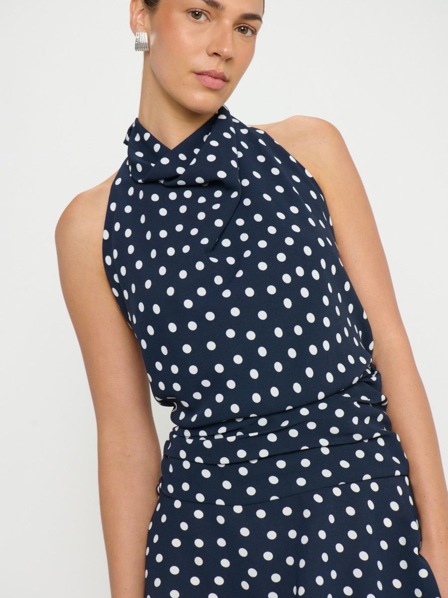 Brynn Mini Dress ~ Navy Polka Dot