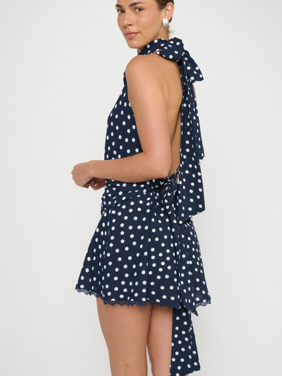 Brynn Mini Dress ~ Navy Polka Dot