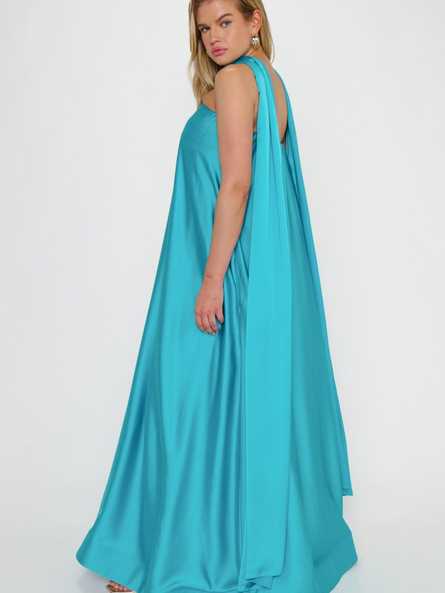 Tinsley Tube Dress ~ Teal Luxe Satin