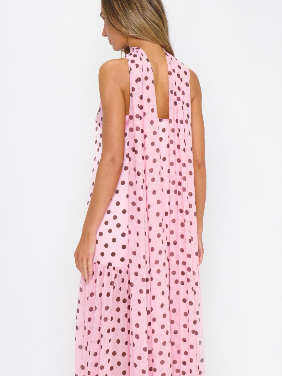 Dalia Maxi Dress ~ Pink Truffle Polka Dot