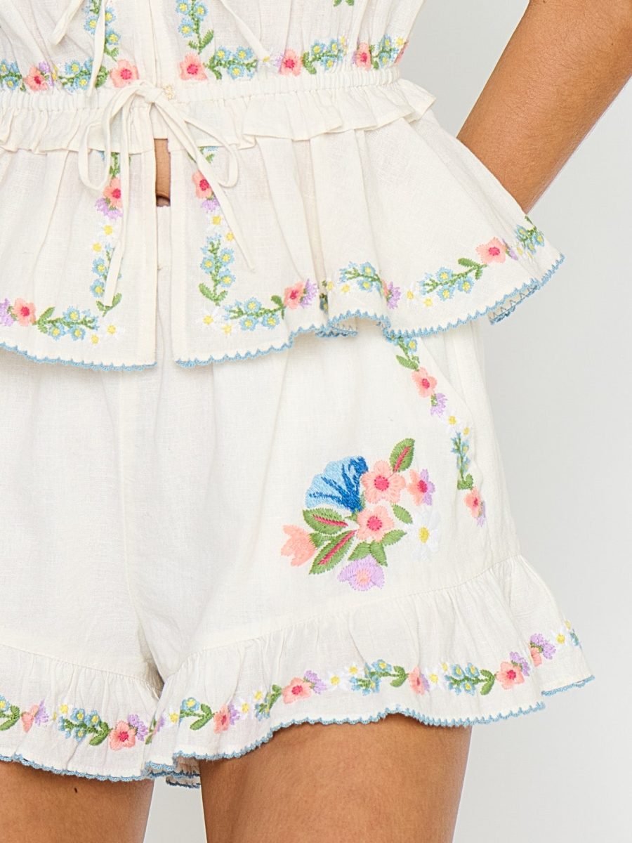 Cannes Shorts ~ Wild Meadow Embroidery