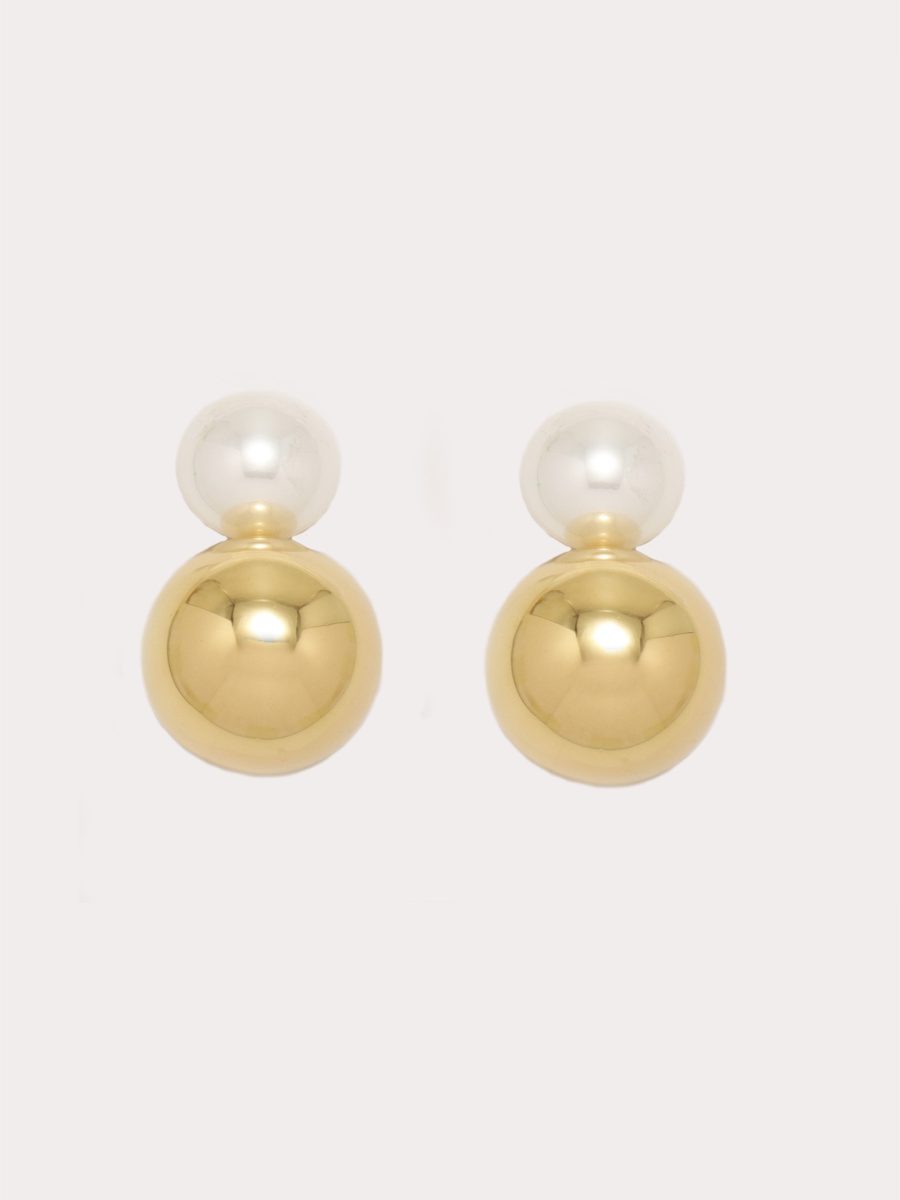 Petit Moments Pearl Sphere Earrings ~ Gold