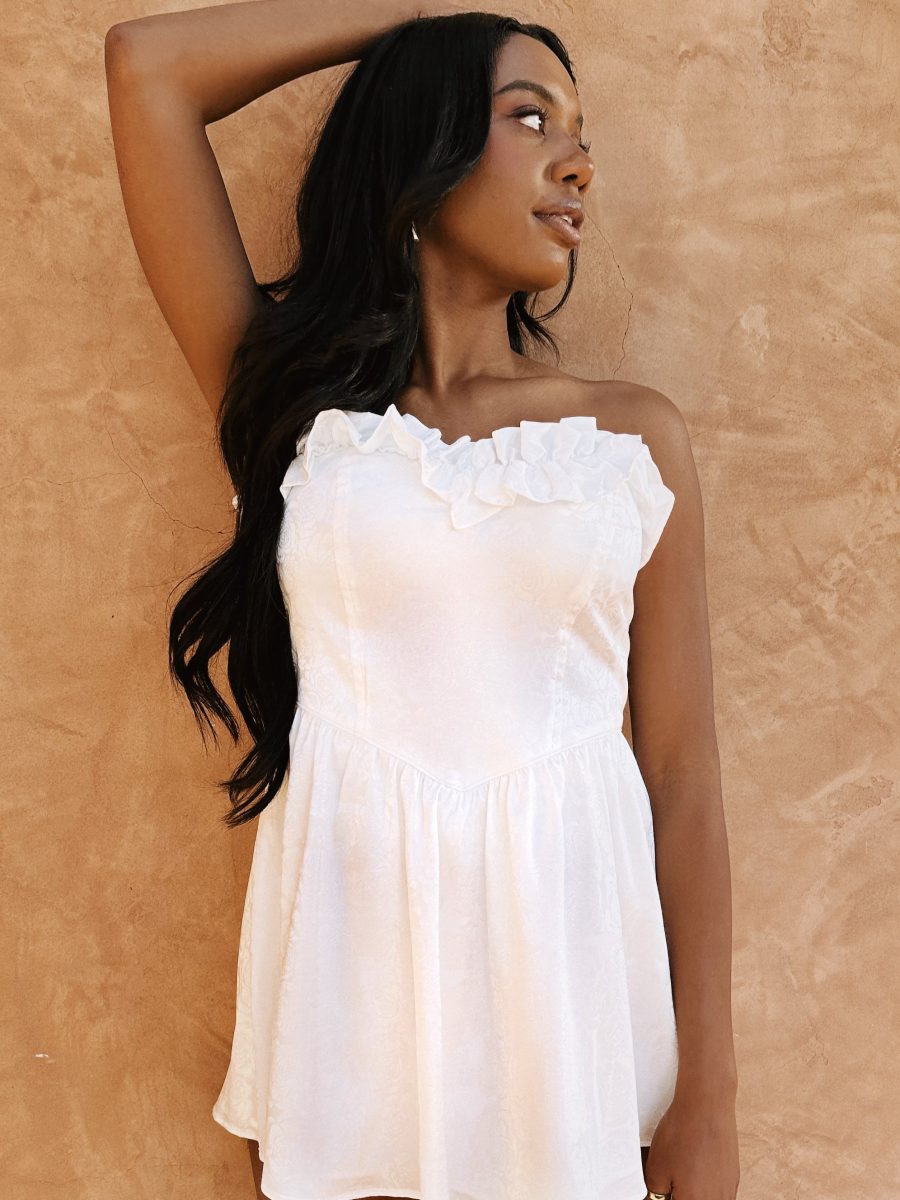 Lala Skort Dress ~ White Rose Satin