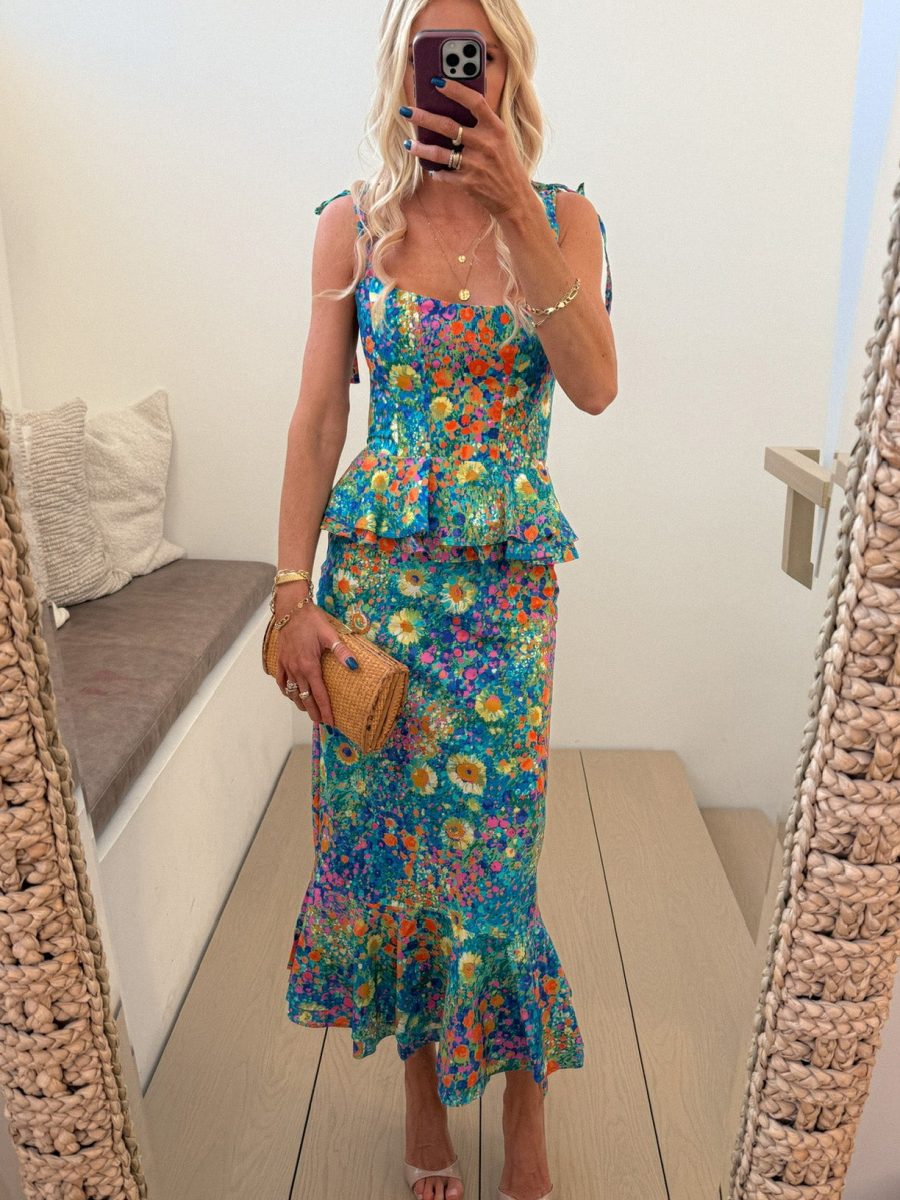 Pauline Peplum Dress ~ Painterly Petals